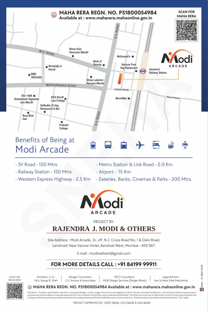 Location map reproduced from Modi Arcade project brochure